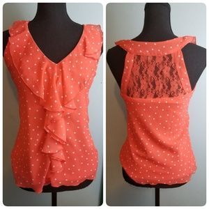 Coral Ruffle Tank
